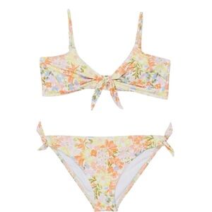 NWT Billabong Kids Windsong Hanky Tie Floral Swim Bikini Set Multicolor Girl’s S